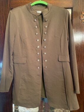 VPL Taupe Military-Style Long Blazer Jacket